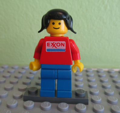 LEGO Minifigure-Exxon - Blue Legs, Black Pigtails Hair-Town / Classic Town / Gas Station-EXX001-Creative Brick Builders